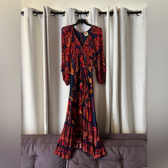 FARM Rio Red Blue Abstract Patches Maxi Dress - Picture 5 of 12